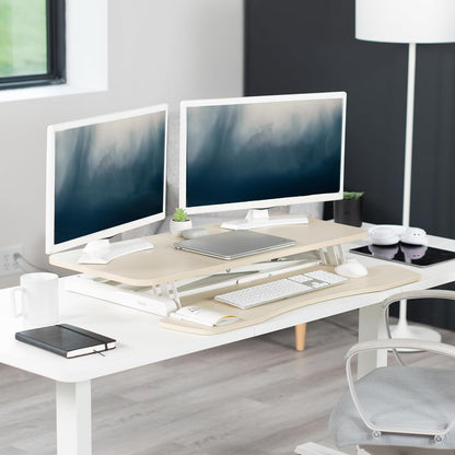 VIVO 26 inch Desk Converter, K Series, Height Adjustable Sit to Stand Riser, Dual Monitor and Laptop Workstation with Keyboard Tray, Black, DESK-V026KB