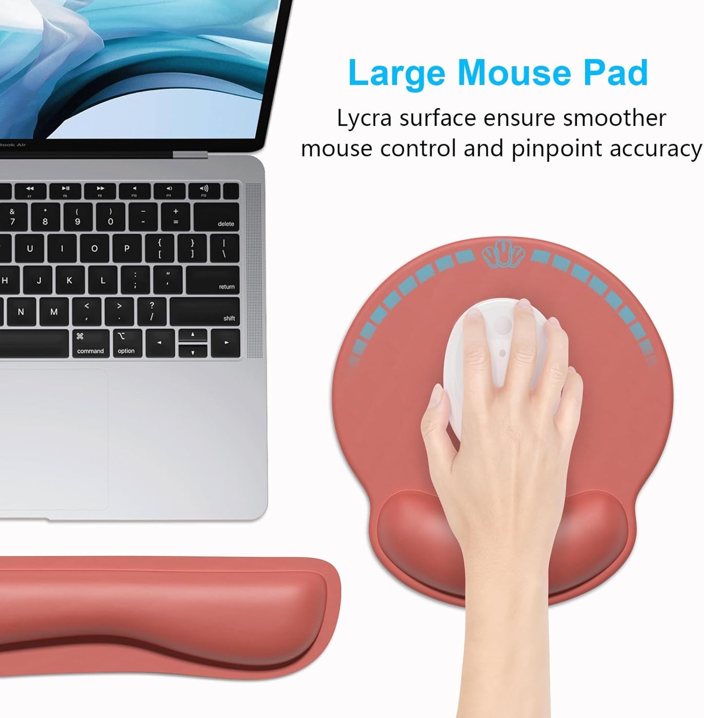 Dapesuom Keyboard Wrist Rest and Mouse Pad with Wrist Support, Cute Memory Foam Cushion for Keyboard and Mouse Set, Ergonomic Desktop Pad Rests with Non Slip Base for Easy Typing & Pain Relief, Pink