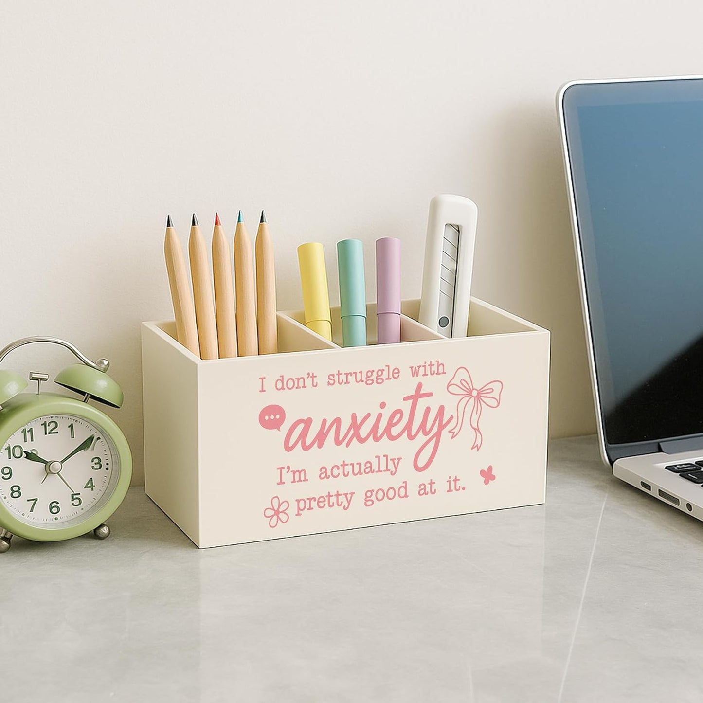 Boho Floral Mental Health Pen Holder for Desk, Special Education Classroom Must Haves, Inspirational Autism ADHD Awareness Pencil Holder for Classroom Therapy Office