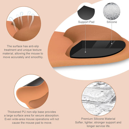 MOSISO Wrist Rest Support for Mouse Pad&Keyboard Set, Circle Curved Ergonomic Mousepad&Coaster Non-Slip Base Home/Office Pain Relief&Easy Typing Pad with Soft Cloth&Silicone Lining, Antique Green