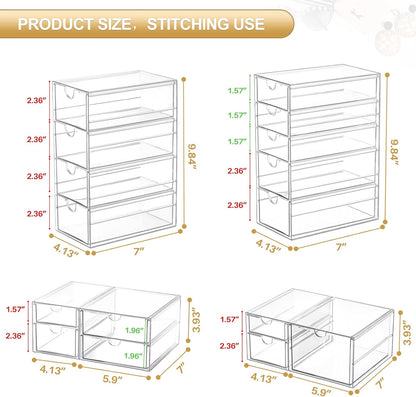 caktraie Versatile Acrylic Makeup Organizer, Drawer Organizer - Transparent Desktop Storage for Cosmetics, Office Supplies & More - Clear Organizer for Home & Office Use