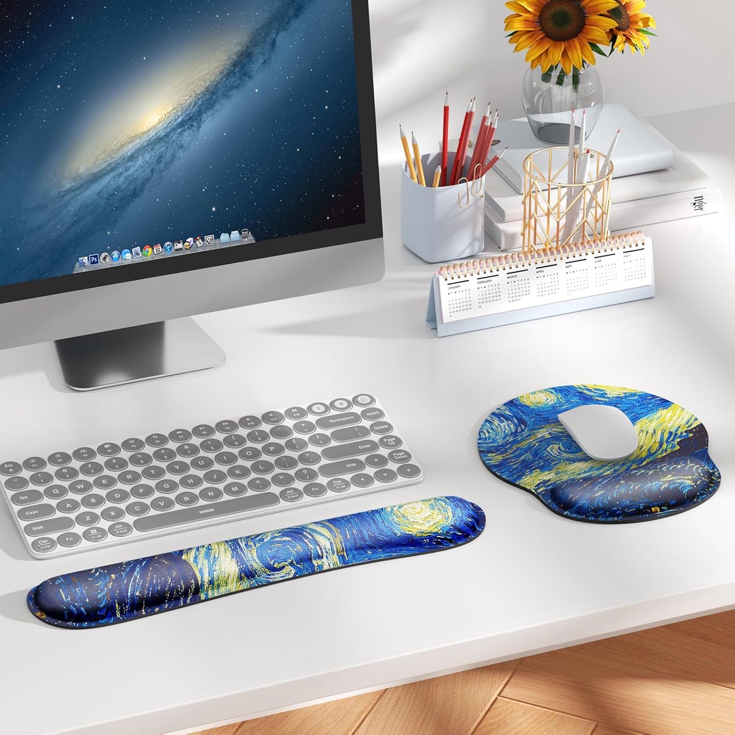 KTRIO Ergonomic Keyboard Wrist Rest and Mouse Pad with Wrist Rest Set, Memory Foam Wrist Support for Typing, Gaming, Office and Home Use, Black