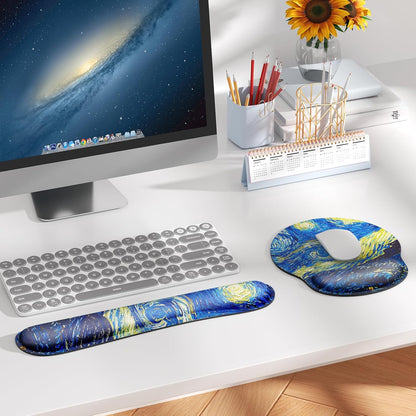 KTRIO Ergonomic Keyboard Wrist Rest and Mouse Pad with Wrist Rest Set, Memory Foam Wrist Support for Typing, Gaming, Office and Home Use, Black