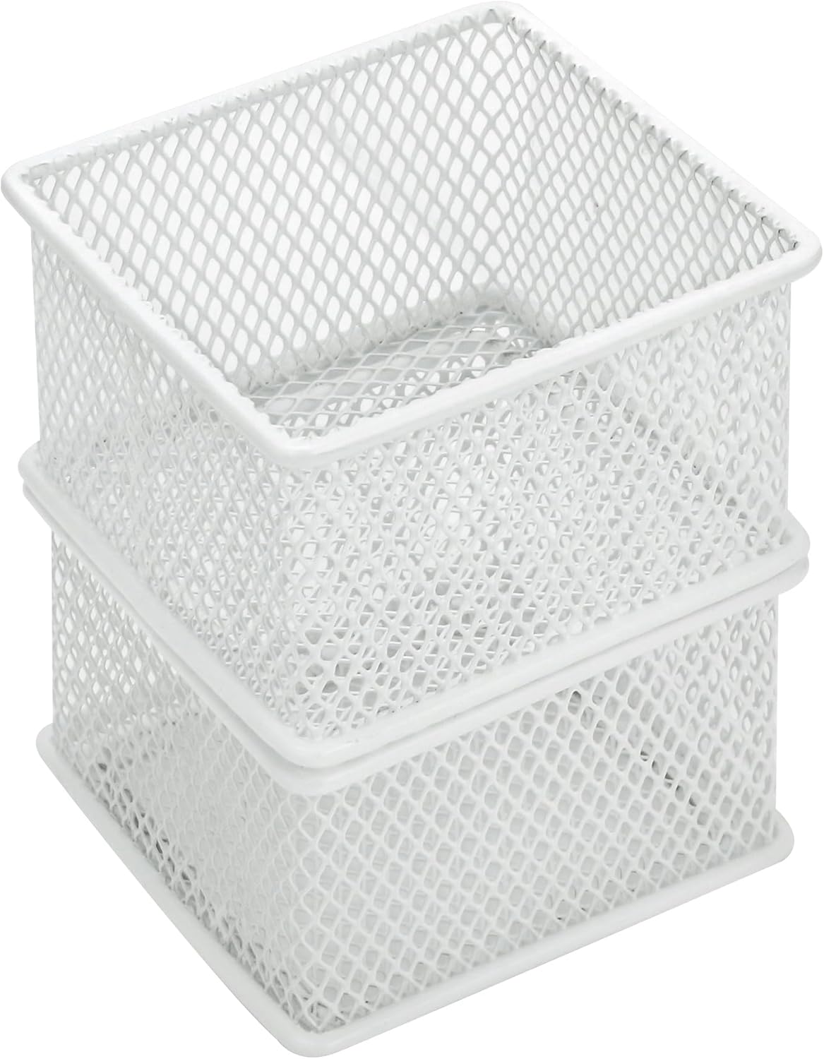 Annova Stackable Mesh Drawer Cabinet and Shelf Organizer Bins Storage Basket School Office Supply Holder Tray- Set of 2 (Gold, 3x3x2 Inch)