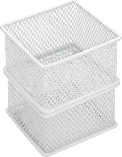 Annova Stackable Mesh Drawer Cabinet and Shelf Organizer Bins Storage Basket School Office Supply Holder Tray- Set of 2 (Gold, 3x3x2 Inch)