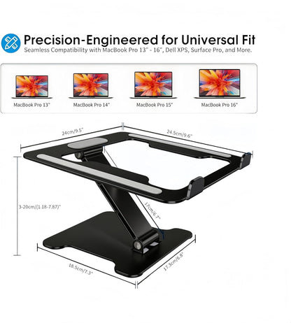 LRLKFX Laptop Stand Portable Foldable Aluminum Laptop Riser Height Adjustable Ergonomic Holder for Desk Compatible with MacBook Air Pro, Dell, HP, Lenovo & More 10-15.6" - Silver