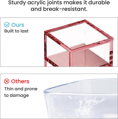 OfficeGoods 3-Tier Stackable Acrylic Holder- Stylish Desk Organizer and Storage for Office or Home – Transparent Round Design with Gold Metal Base