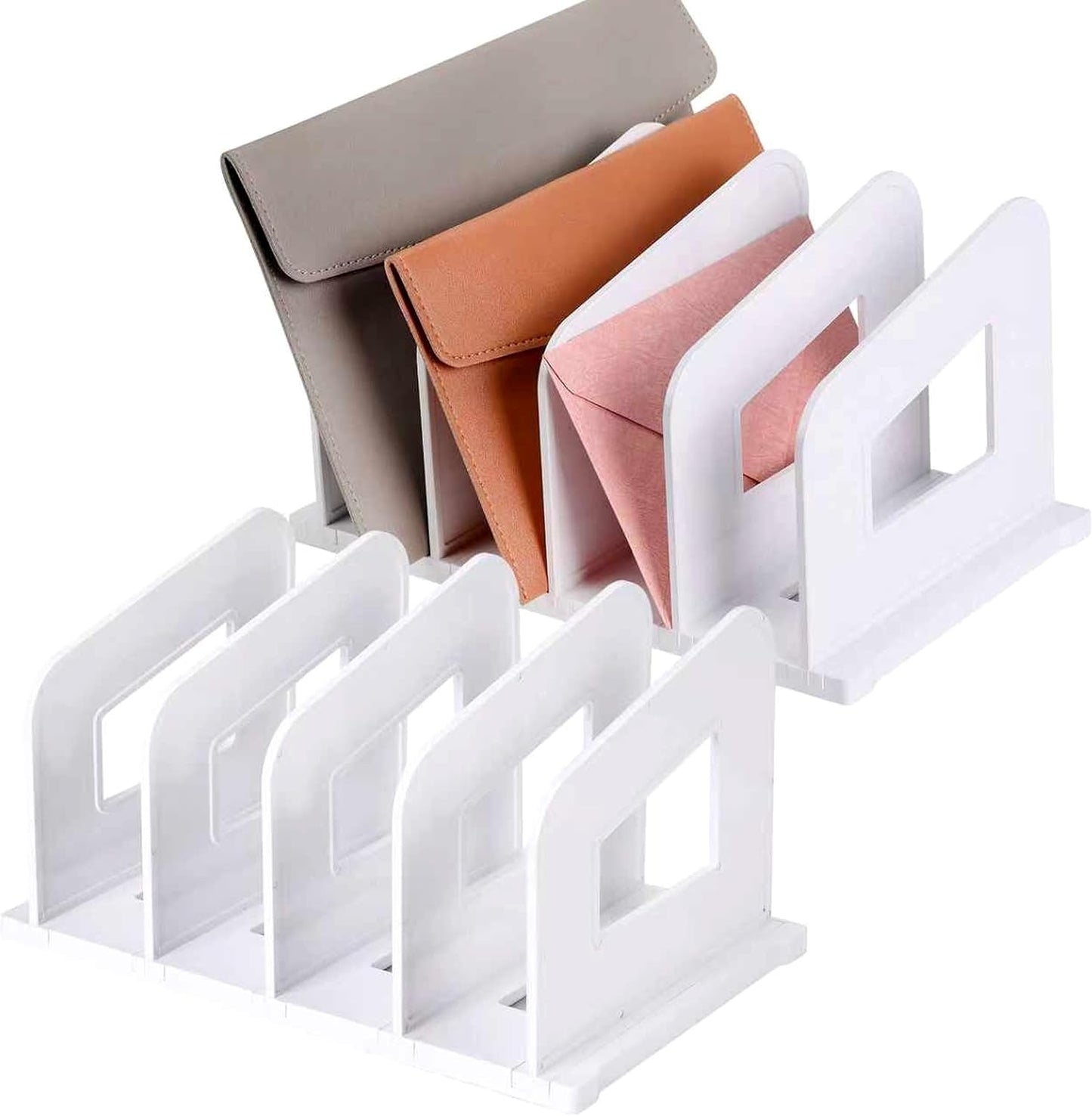 LALOBLUE File Organizer, Acrylic File Folder Organizer File Sorter, Plastic Vertical Book Dividers for Magazine Mail Letter Paper, Desktop Organizers for Office, Classroom & Home(4 Sections, 2 Pack)
