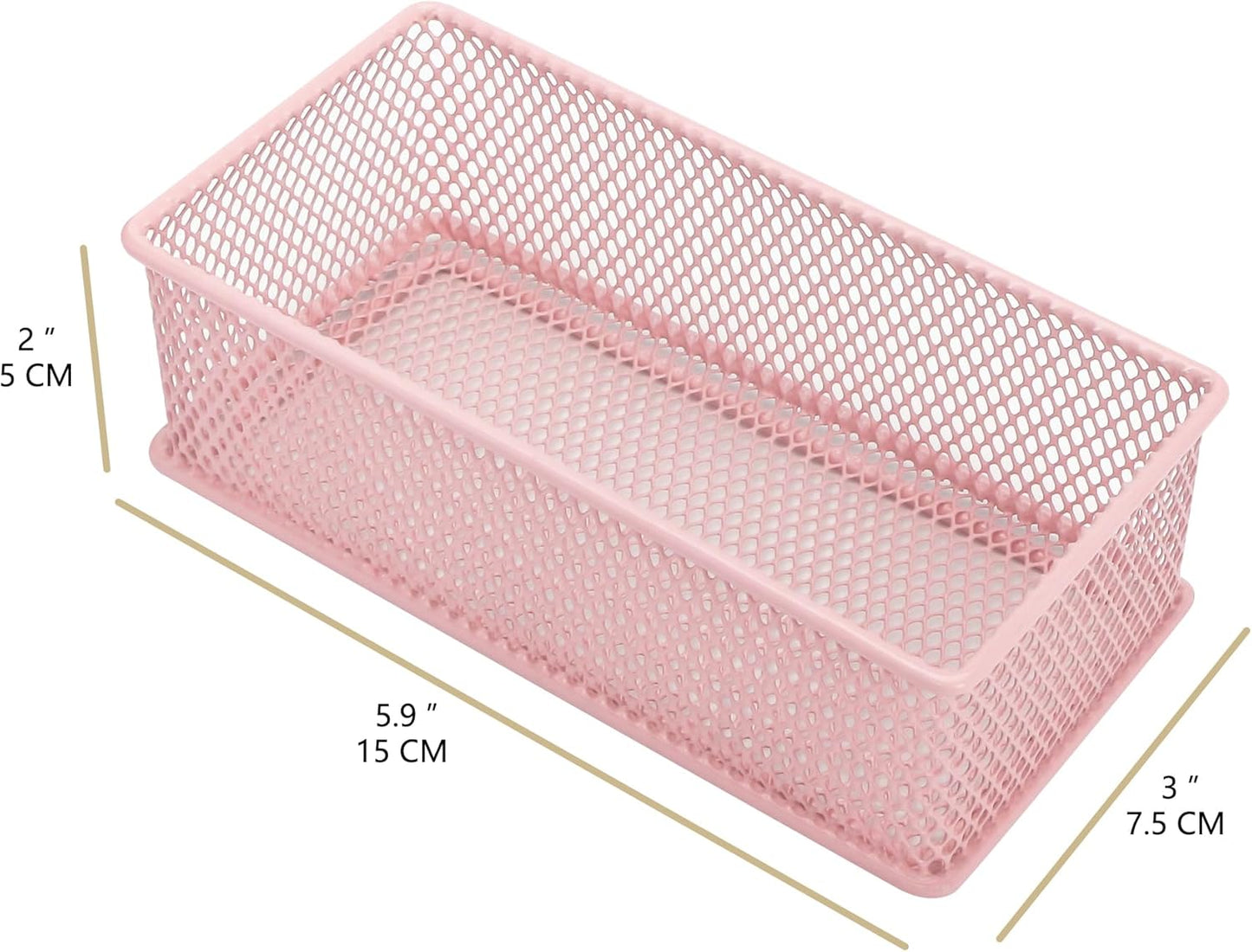 Annova Stackable Mesh Drawer Cabinet and Shelf Organizer Bins Storage Basket School Office Supply Holder Tray- Set of 2 (Gold, 3x3x2 Inch)
