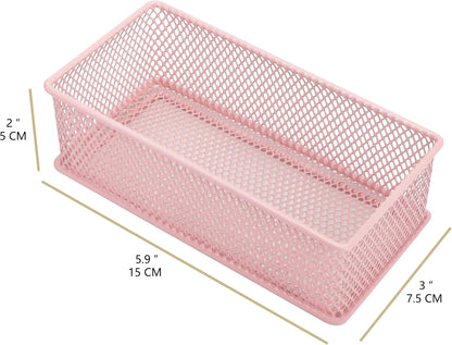 Annova Stackable Mesh Drawer Cabinet and Shelf Organizer Bins Storage Basket School Office Supply Holder Tray- Set of 2 (Gold, 3x3x2 Inch)