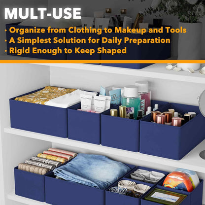 SpaceAid Drawer Organizer for Clothes, 18 Pack Dresser Drawer Organizer Bins, Closet Organizers and Storage Dividers for Clothing, Underwears, Socks (Beige)