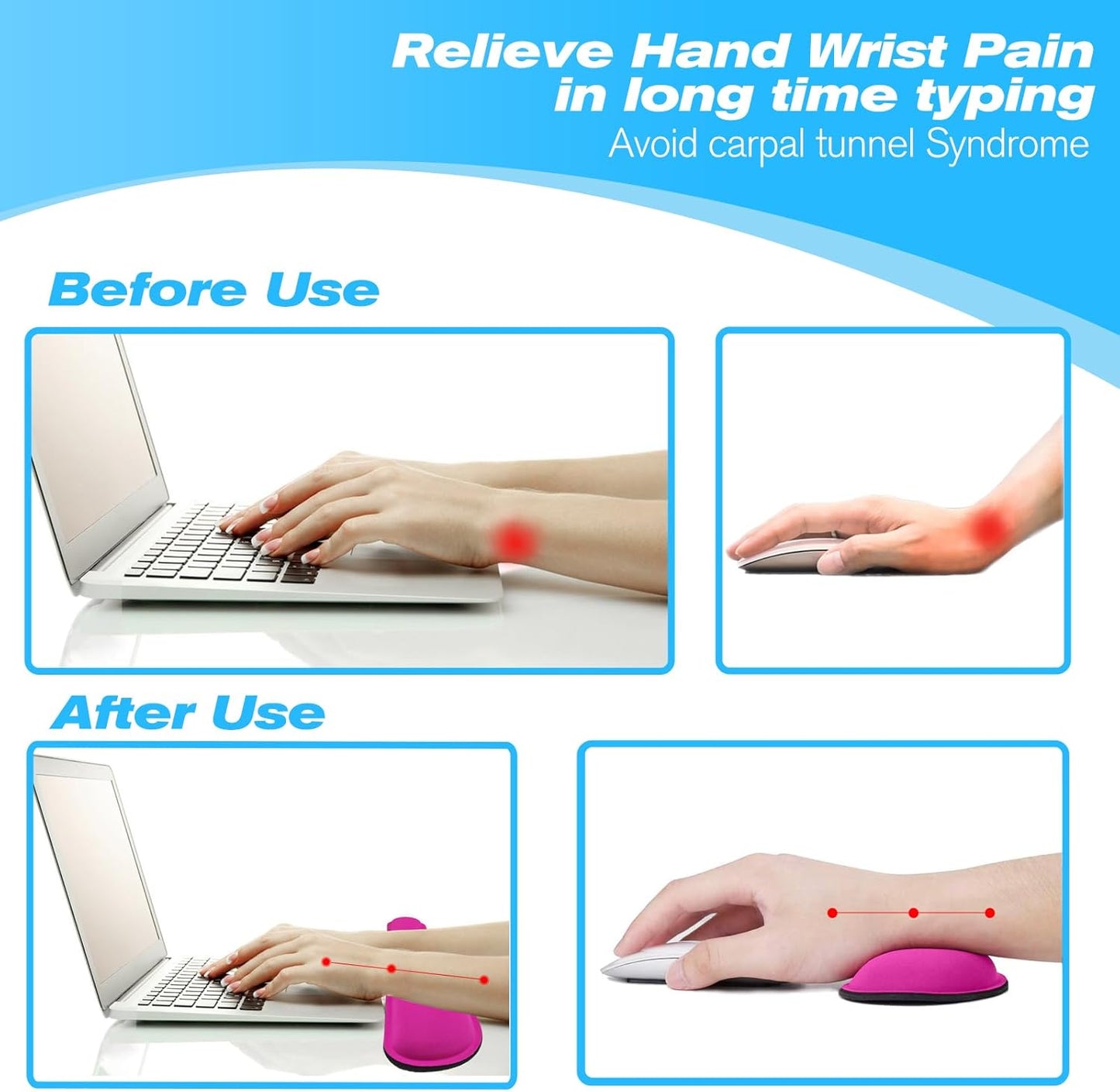 Keyboard Wrist Rest and Mouse Wrist Rest Set - Ergonomic Memory Foam Wrist Cushion - for Wrist Support on Computer, Laptop, Office, Playing Games, Typing Relieves Wrist Pain Black