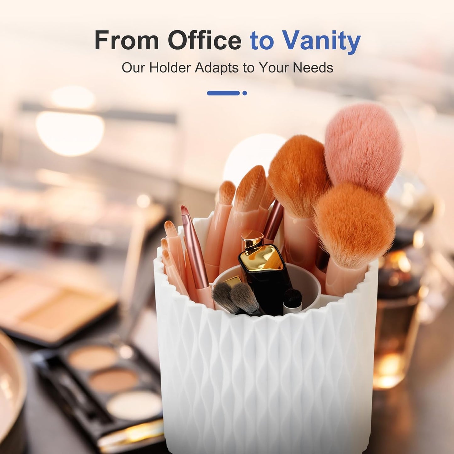 Pencil Holder - 360° Rotation, 5 Slot Desk Supplies For Women Office Aesthetic. Pen Holder For Office&School, Desk Accessories(Blue)