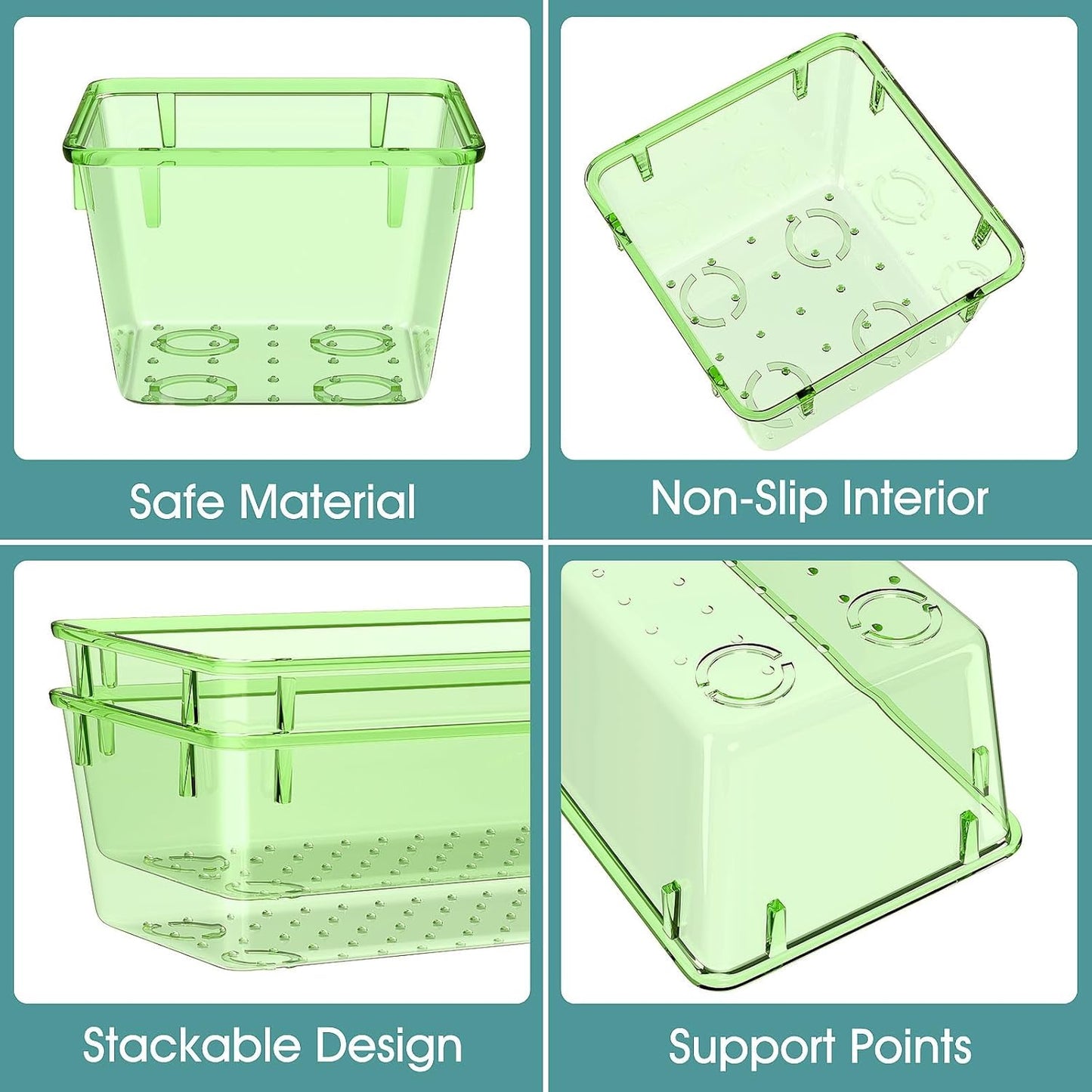 WOWBOX 25 PCS Clear Plastic Drawer Organizer Set, 4 Sizes Desk Drawer Divider Organizers and Storage Bins for Makeup, Jewelry, Gadgets for Kitchen, Bedroom, Bathroom, Office