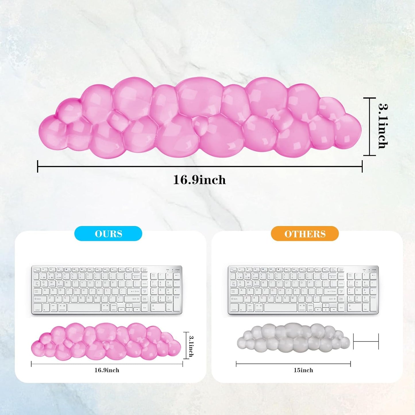 Gel Cloud Keyboard and Mouse Wrist Rest, Cute Wrist Support and Arm Support Keyboard Rest for Keyboard and Mouse Typing Pain Relief，Suitable for Office/Computer/Laptop/Gaming (Pink)