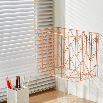 Hanging Rose Gold File Organizer, equipped with a 6-piece set of rose gold desktop accessories