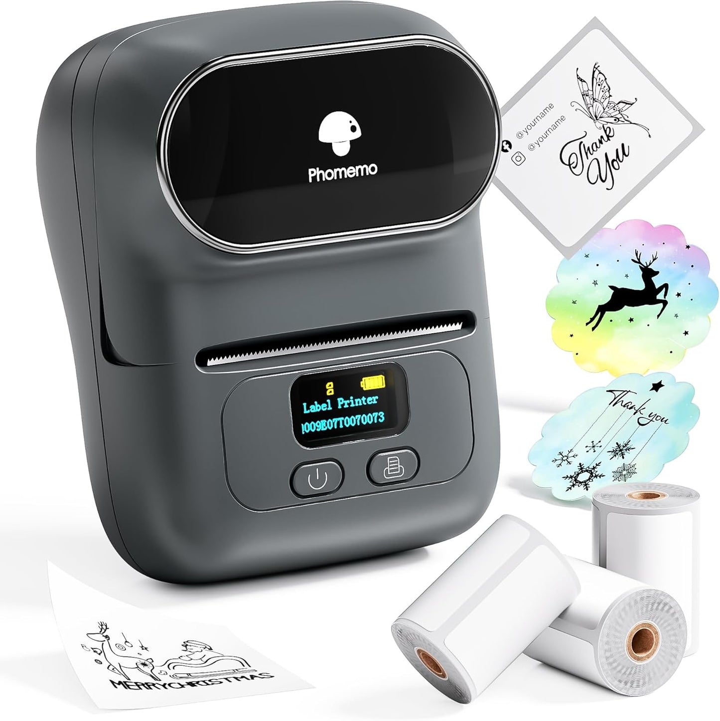 Phomemo M110 Label Makers - Barcode Label Printer Bluetooth Label Maker Portable Thermal Printer for Small Business, Address, Barcode, Logo, Clothing, Mailing, Sticker Printers for Phone & PC, Black