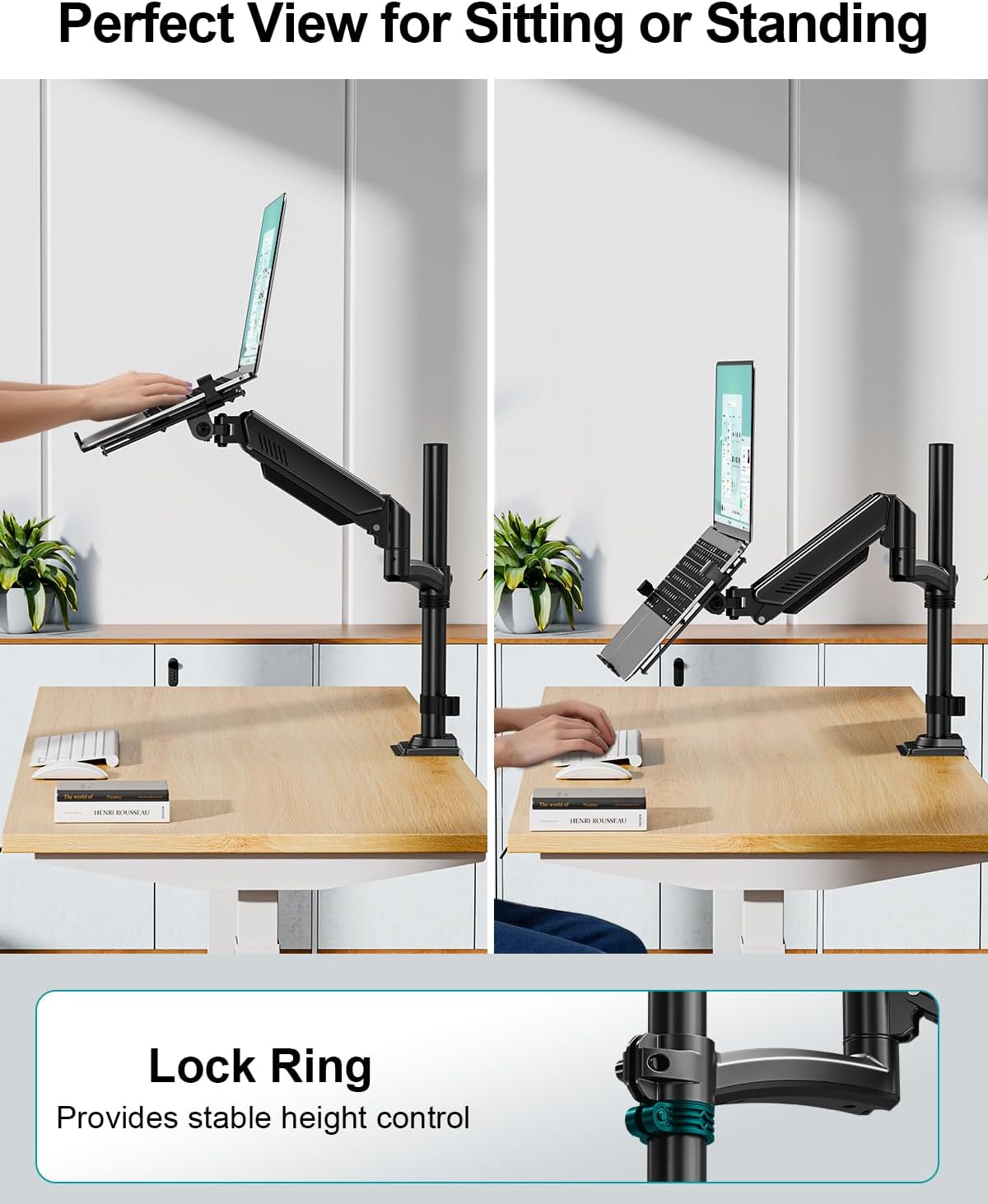 MOUNT PRO Laptop Arm Mount for Desk, 2 in 1 Function Monitor Laptop Stand, Fits Max 17" Notebook and 32" Computer Screen, Aluminum Single Monitor Holder with Adjustable Tray, Holds up to 22lbs