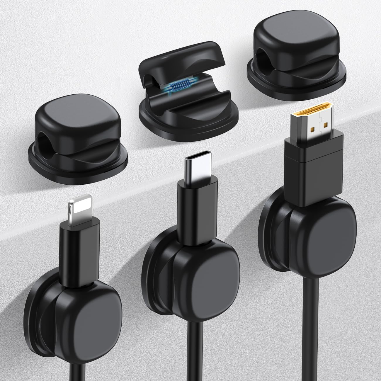 AhaStyle 6 Pack Magnetic Cable Organizer [1s Lock] Cord Holders Clips Strong Adhesive Cord Keeper [Smooth Adjustable] Hide Wire Cord Organizer for Nightstand Kitchen Car Office (Lavender)