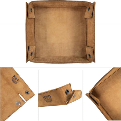 Hide & Drink, Leather Catchall Tray, Easy Access Organizer for Keys, Coins, Change, Jewelry, Watches, Smartphones, Durable, Vintage Style, Handmade :: Bourbon Brown