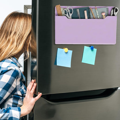 Feifeiya 2 Pcs Magnetic File Folder Wall Hanging Holder Large Pocket Paper Magazine Mail Organizer for Refrigerator Classroom Locker Whiteboard(Vertical,Purple Color,12.2 x 9.4 Inches)