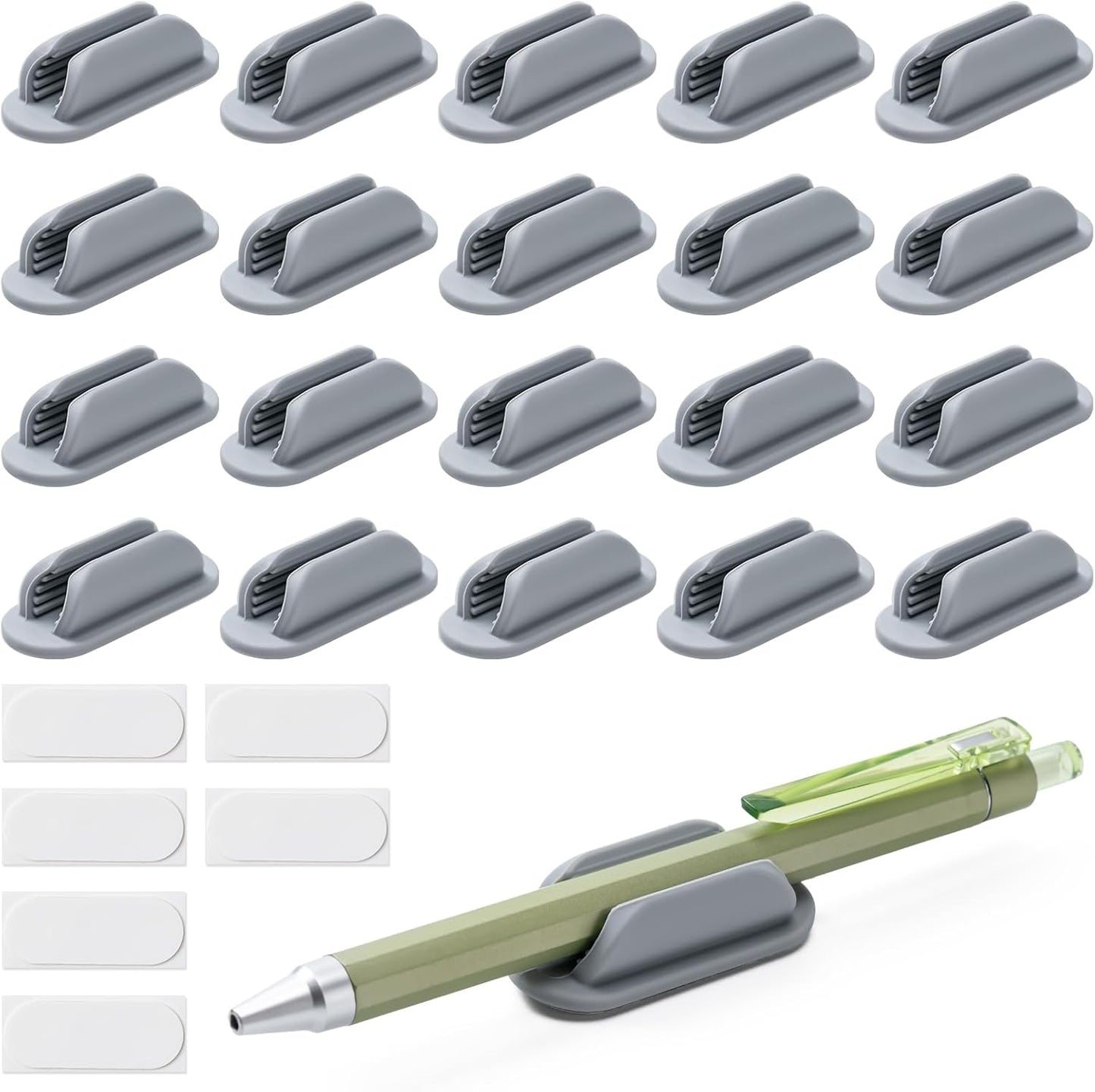 10 Pack Adhesive Pencil Holders for Desk,Silicone Flexible Pen Holder for Wall, Office, School,Home,Classroom Must Haves,Teacher Supplies Accessories,Desk Organizer,Art Supply,Small Gift (10, Black)