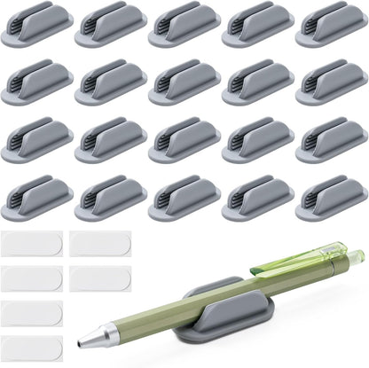 10 Pack Adhesive Pencil Holders for Desk,Silicone Flexible Pen Holder for Wall, Office, School,Home,Classroom Must Haves,Teacher Supplies Accessories,Desk Organizer,Art Supply,Small Gift (10, Black)