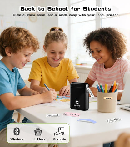 ORGBRO Label Maker Machine with Tape, X1 Portable Bluetooth Mini Label Printer, Support Pre-Cut & Continuous Label, Wireless Small Label Makers with Versatile App for School Home Office Organization