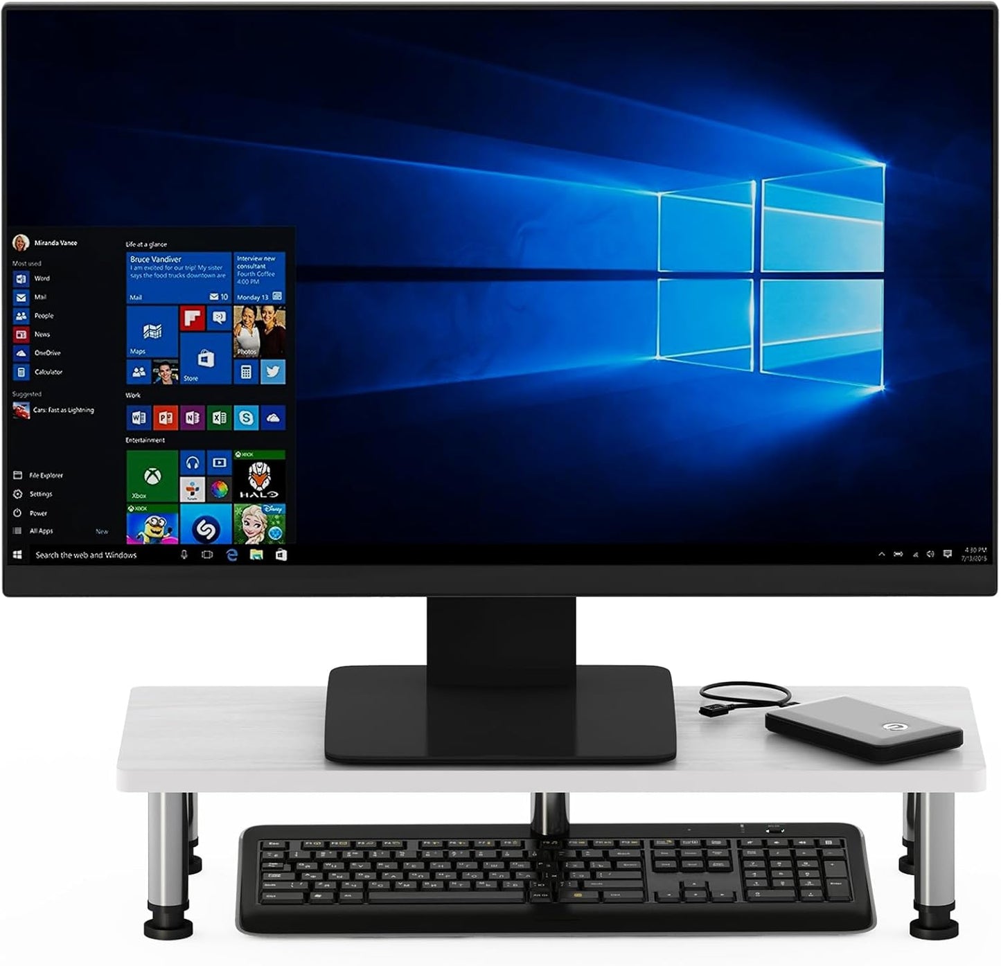 Furinno Turn-N-Tube Corner Monitor Riser Stand with Stainless Steel Tubes, Americano