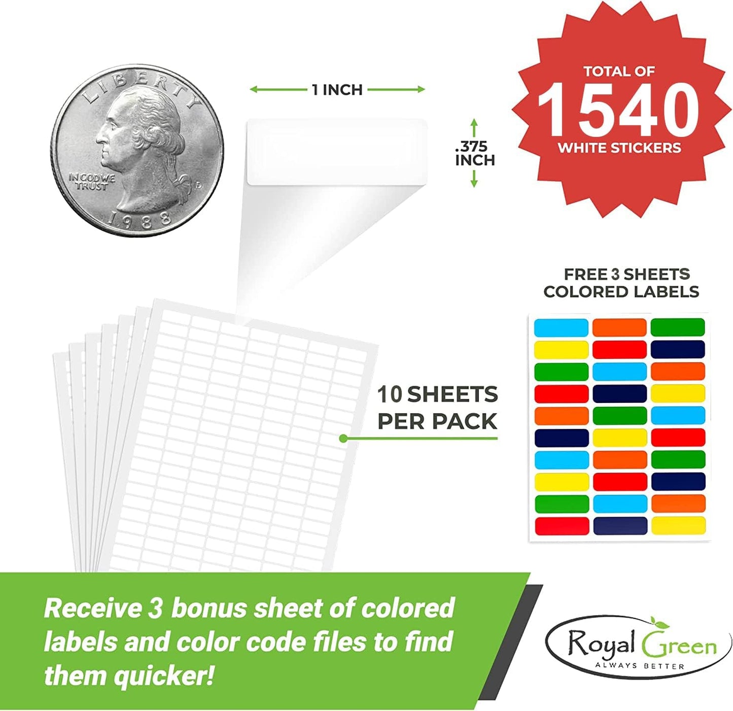 White Rectangular Labels + Bonus Color Labels - Value Pack - 1138 Pack