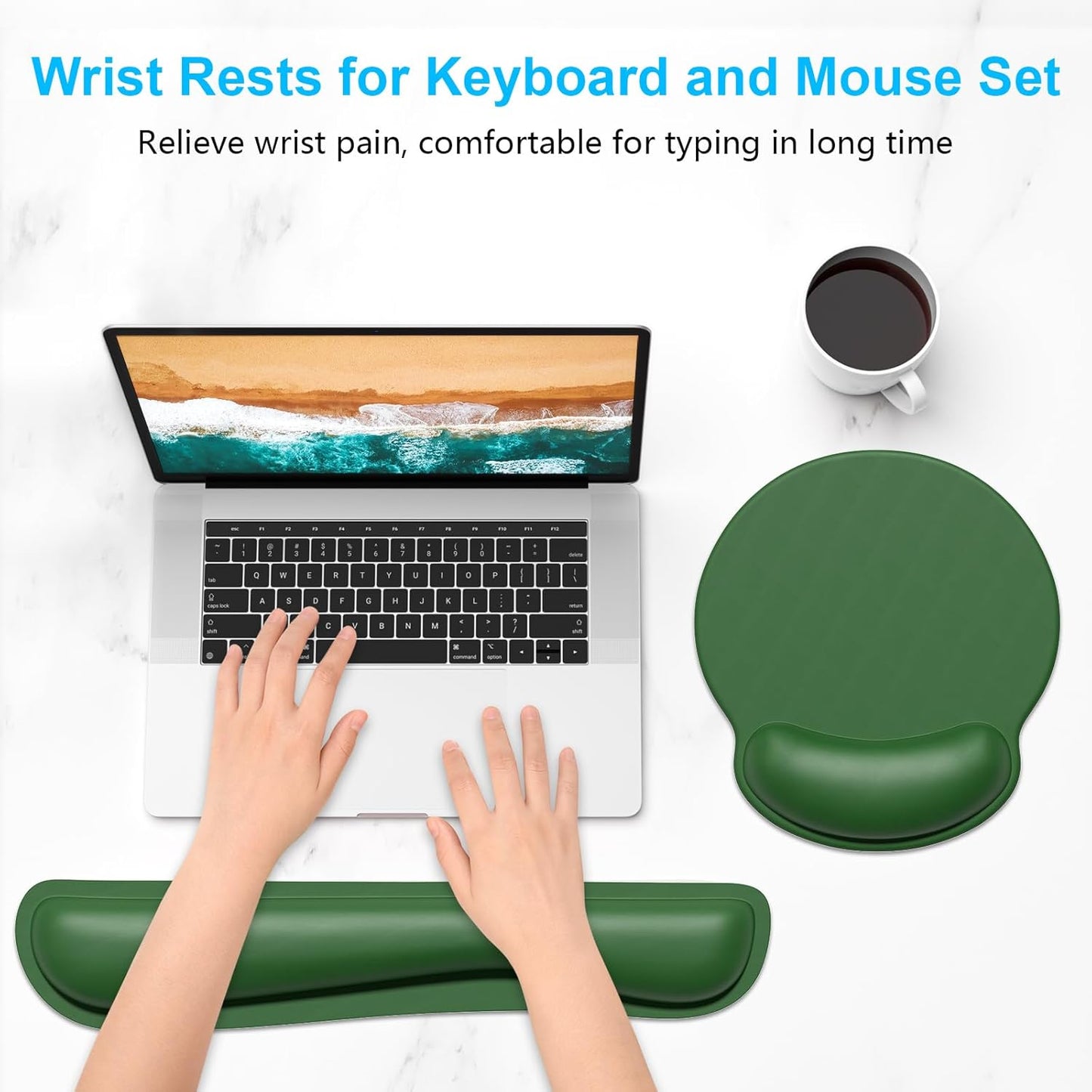 Dapesuom Keyboard Wrist Rest and Mouse Pad with Wrist Support, Cute Memory Foam Cushion for Keyboard and Mouse Set, Ergonomic Desktop Pad Rests with Non Slip Base for Easy Typing & Pain Relief, Pink