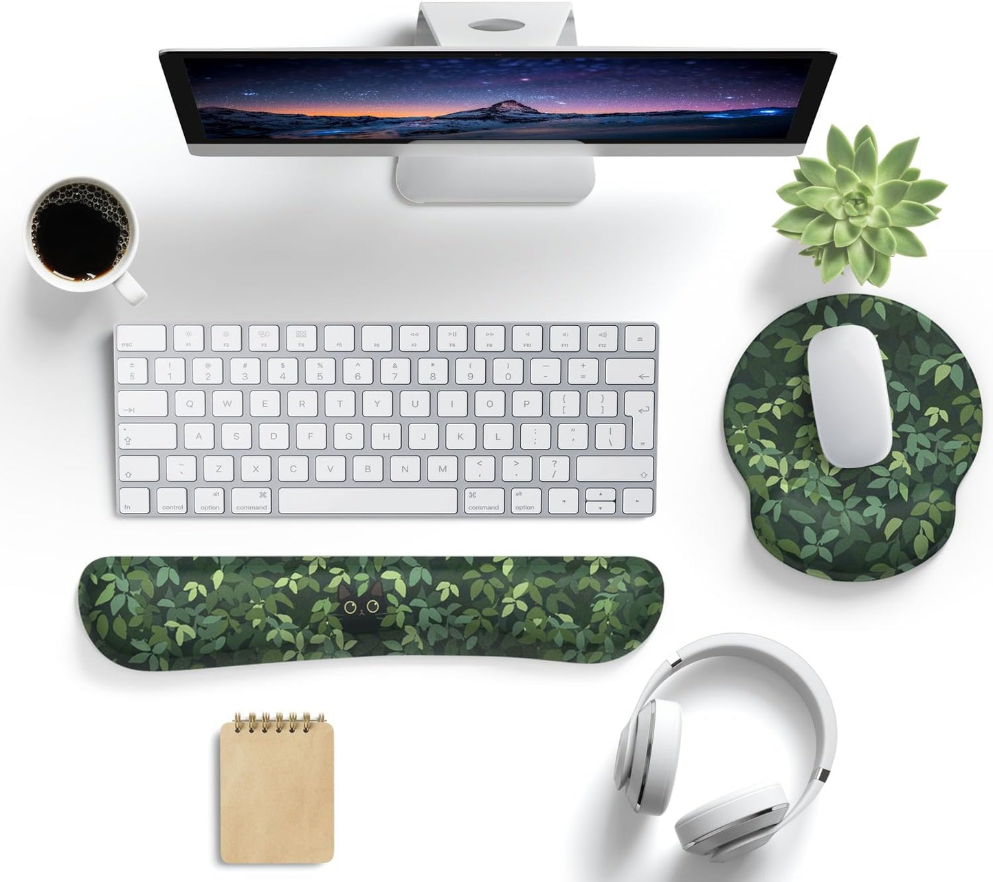 Ghost Book Mousepad with Wrist Rest Halloween Computer Keyboard Mouse Pad Black Cute, Mouse Pad with Wrist Rest for Computer Keyboard, 2 In1 Mousepad with Wrist Support Easy Typing&Relieve Wrist Pai
