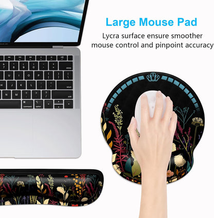 Dapesuom Keyboard Wrist Rest and Mouse Pad with Wrist Support, Cute Memory Foam Cushion for Keyboard and Mouse Set, Ergonomic Desktop Pad Rests with Non Slip Base for Easy Typing & Pain Relief, Pink