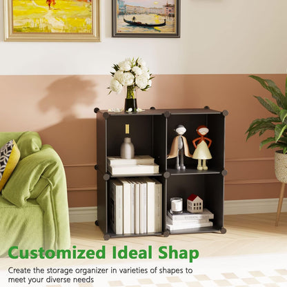C&AHOME Cube Storage Organizer, 4-Cube Shelves Units, Closet Cabinet, DIY Plastic Modular Book Shelf Ideal for Bedroom, Living Room, Office, 24.8" L x 12.4" W x 24.8" H Milky UPCS04M