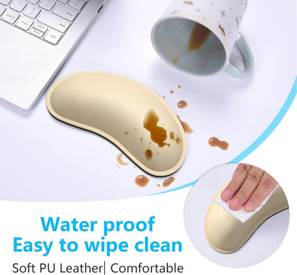 Dapesuom Keyboard Wrist Rest Set, Cute PU Leather Wrist Cushion for Computer Keyboard and Mousepad, Memory Foam Mouse Pad Rests Support with Non-Slip Base for Typing Pain Relief Laptop, Colonial White
