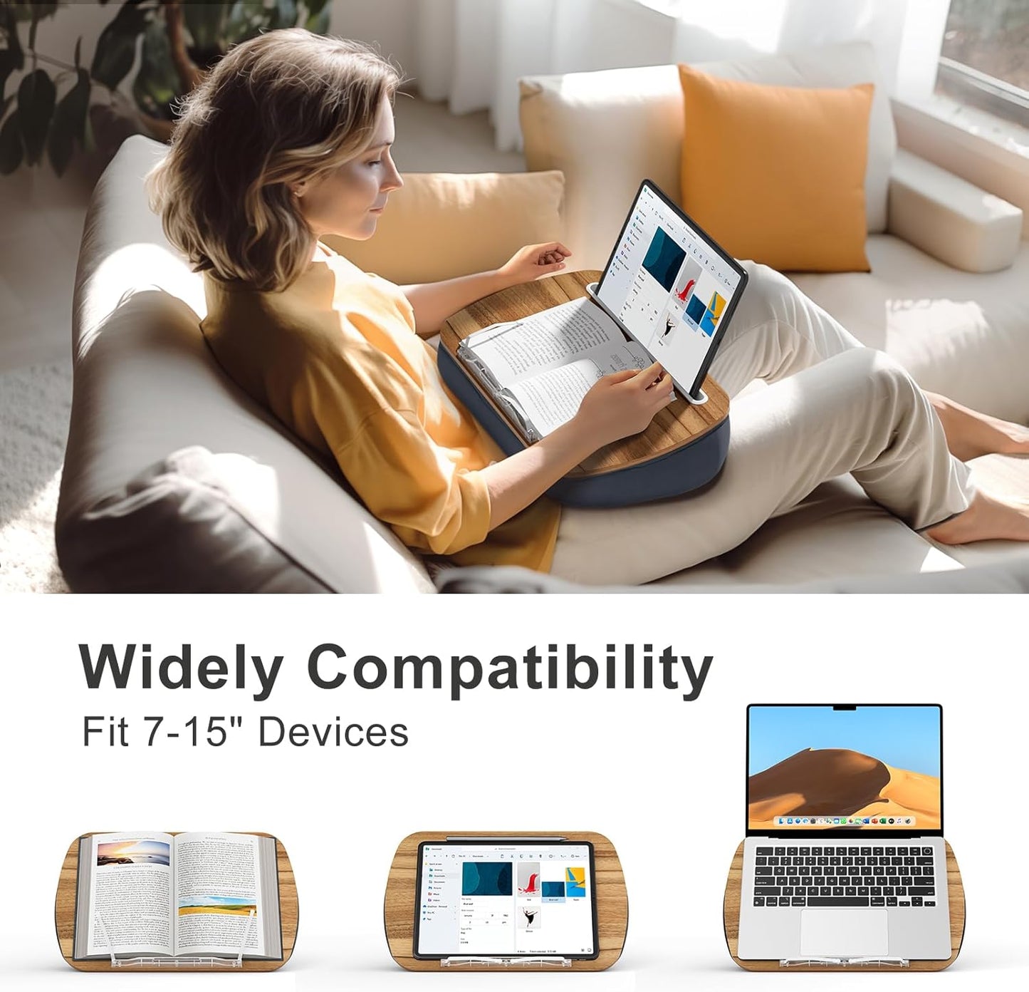 ERGONOV Lap Beanbag Book Stand for Hands Free Reading Comfortable Reading Pillow Stand Minimize Neck Strain Perfect Idea for Book Lovers in Dorm Room or Anywhere Else with Bookseat(Gray)