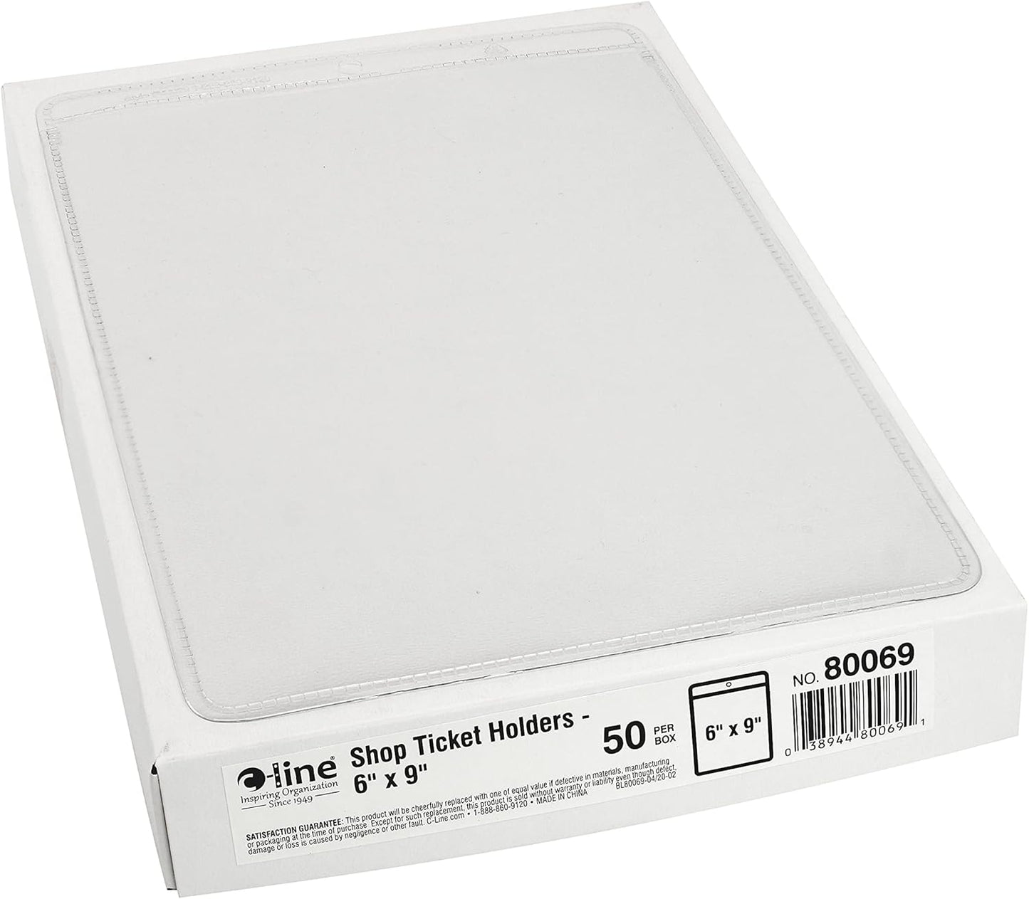 C-Line Vinyl Shop Ticket Holders, Both Sides Clear, 8.5 x 11 Inches, 50 per Box (80911)