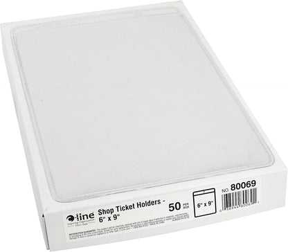 C-Line Vinyl Shop Ticket Holders, Both Sides Clear, 8.5 x 11 Inches, 50 per Box (80911)