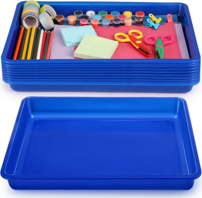 Hoteam 10 Pcs Flat Storage Organizer Tray Bin Paper Tray for Classroom Plastic Stackable File Organizer for School Office Teacher Book Organization(Clear,13.78 x 9.84 x 3.15 Inch)