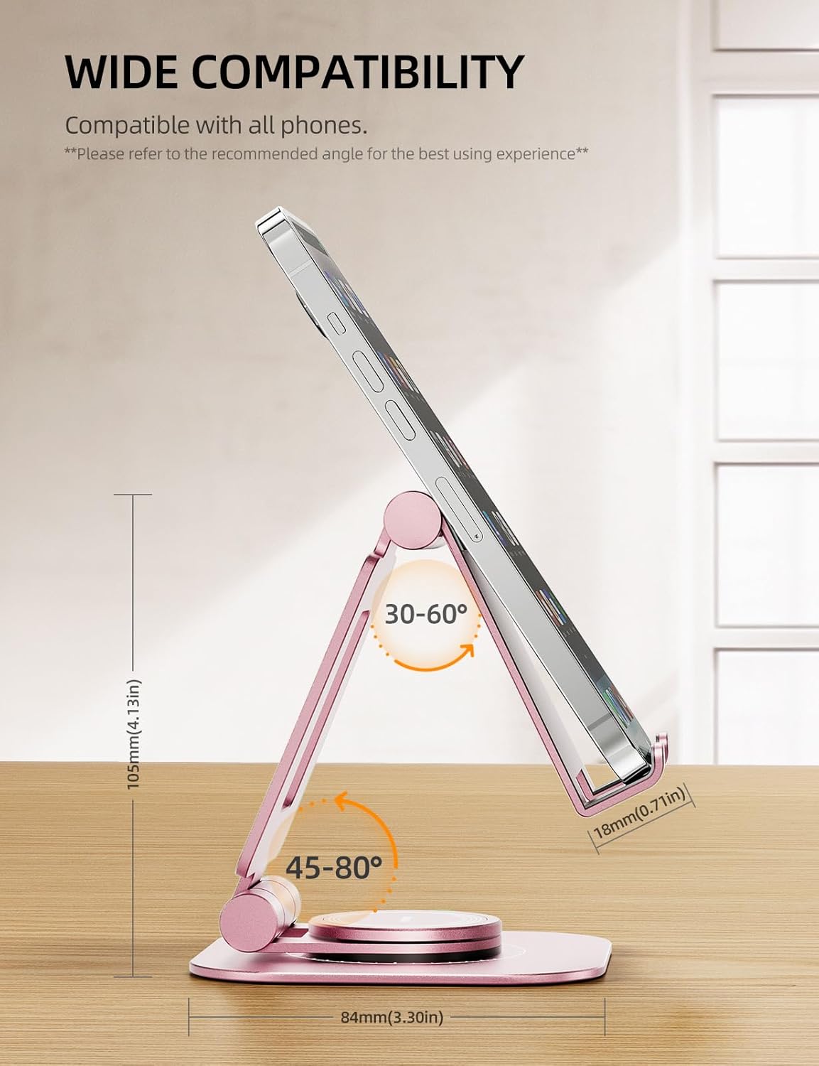 Nulaxy 360 Rotating Cell Phone Stand, Fully Adjustable Foldable Desktop Phone Holder Cradle Dock, Thick Case Friendly, Compatible with All Phones, Nintendo Switch, Black