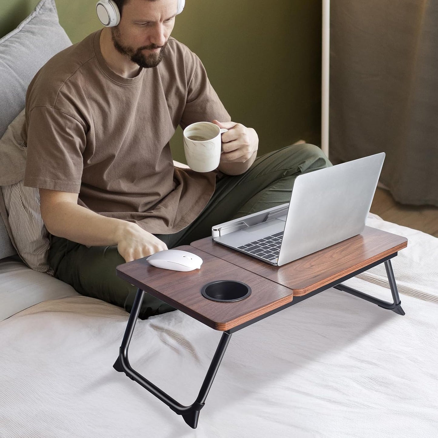 wishacc Book Stand for Reading in Bed, Laptop Stand Adjustable Book Holder Tray with Page Paper Clips Multi Angles Adjustable Cooking Bookstands for Textbook Recipe Magazine Tablet Portable