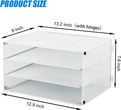 EASEPRES 3 Tier Mesh Desk Organizer Tray, File Paper Letter Folder Holder Desktop Paper Sorter Mail Organization Rack Storage Accessories, for Office Home School Classroom, Black