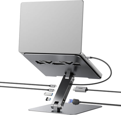 BENFEI Laptop Stand with USB C 7in1 Docking Station,HDMI 4K@60Hz,1*SD 1*Micro SD,100W Power Delivery,10Gbps 1*USB C 3.2 and 2*USB A 3.2 Compatible with MacBook Pro/Air, iPad Pro, XPS, Thinkpad