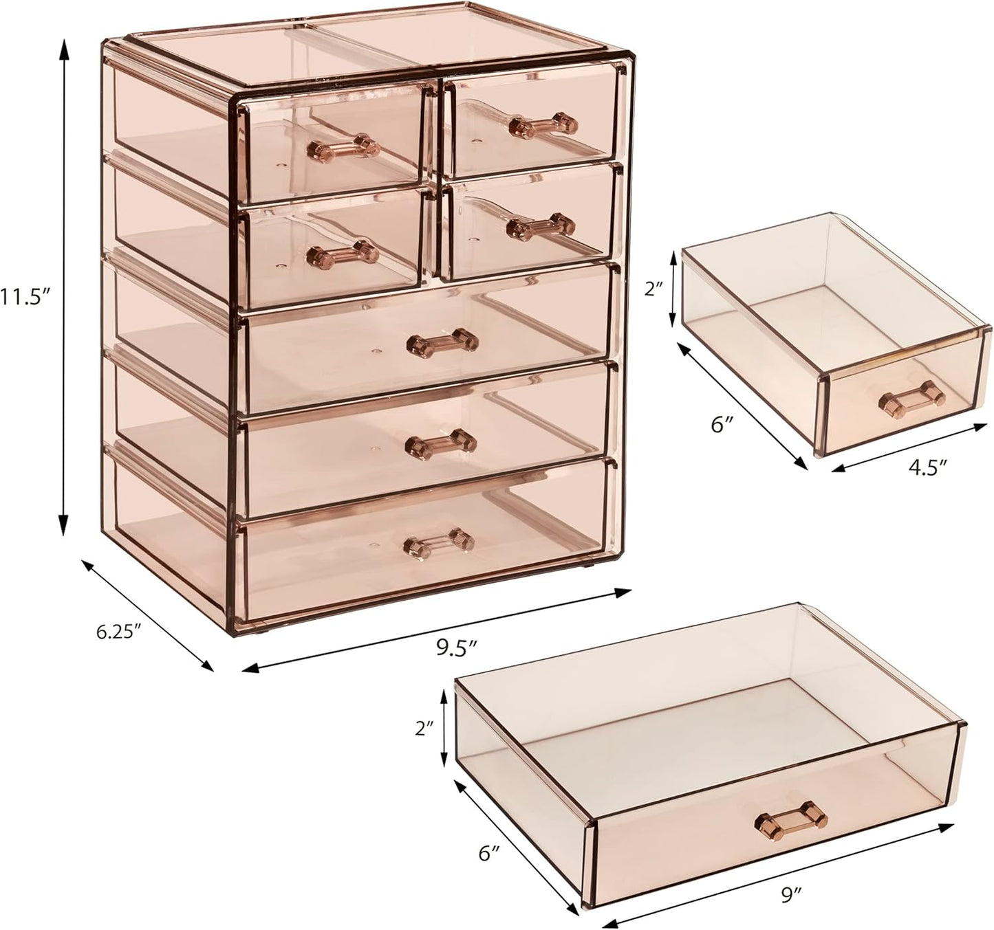 Sorbus Acrylic Makeup Organizer Set, 6-Drawer Vanity & Countertop Cosmetic Storage with Small & Wide Drawers, Clear Makeup Storage for Brushes, Lipsticks, Jewelry – Holiday Gift for Women & Teens