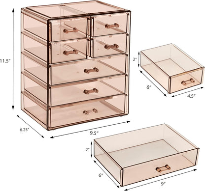 Sorbus Acrylic Makeup Organizer Set, 6-Drawer Vanity & Countertop Cosmetic Storage with Small & Wide Drawers, Clear Makeup Storage for Brushes, Lipsticks, Jewelry – Holiday Gift for Women & Teens