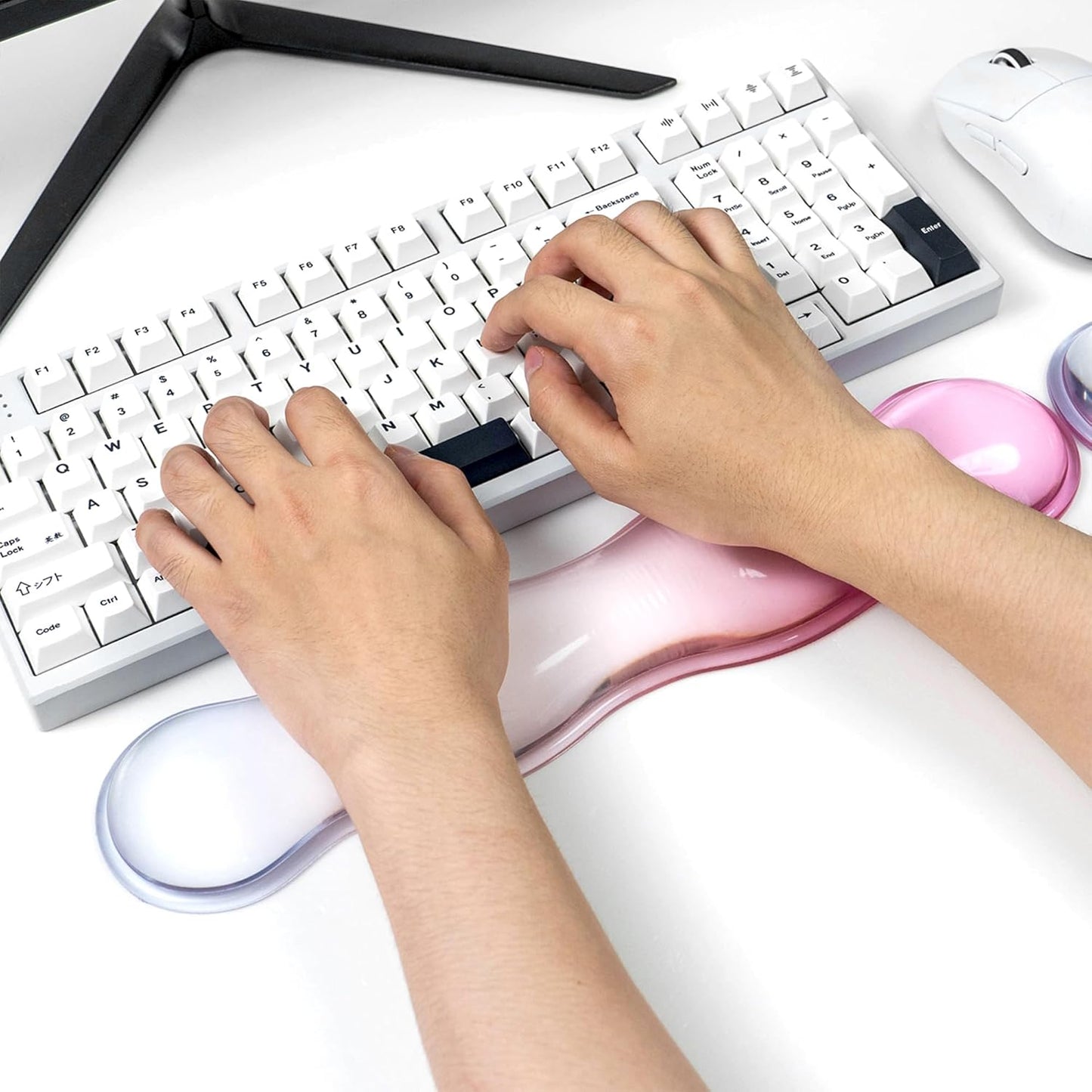 Ergonomic Gel Keyboard and Mouse Wrist Rest Set – Clear Wrist Rest for Computer Keyboard 60%/68%/75%, Comfort & Support for Typing and Gaming (Grey Purple)
