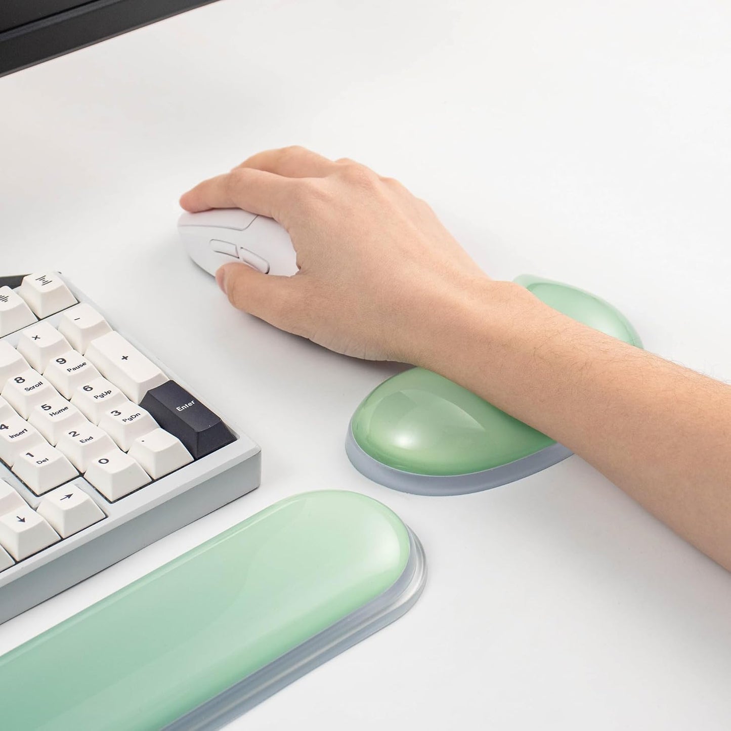 Gel Keyboard and Mouse Wrist Rest Set –Blue Purple Clear Wrist Rest for Computer Keyboard 60%/68%/75%, Comfort & Support for Typing and Gaming
