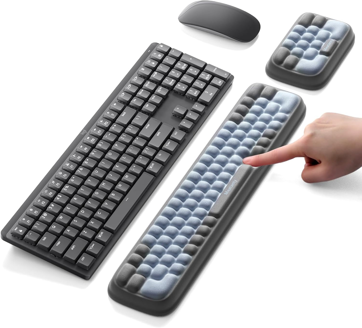 Meatanty Keyboard and Mouse Wrist Rest Set, Computer Wrist Pad Support, Ergonomic Keypad Hand Rest Combo, Memory Foam Typing Desk Accessory Carpal Tunnel Cushion, Laptop Office Home School Women Cute