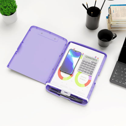 Hongri Clipboard with Storage with Pen Holder, Folder Nursing Clip Board 8.5 x 11 Foilo-Side Opening, High Capacity, Light Weight for Teachers, Classroom. Size 14 x 9.6 x 1.2 in(Pink)