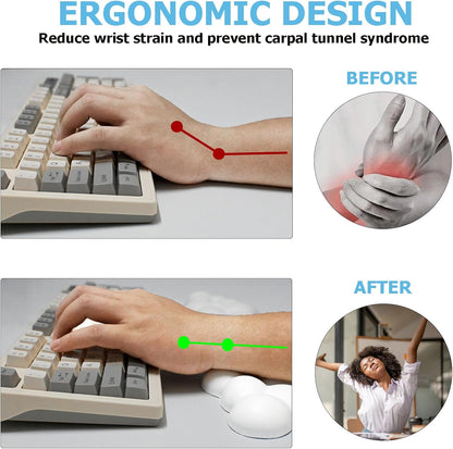Ergonomic Keyboard Wrist Rest, PU Leather Memory Foam Cloud Wrist Rest for Computer Keyboard, Mouse Wrist Rest and Keyboard Pad for Gaming, Office, Computer, Laptop, Typing Pain Relief, Pastel Pink